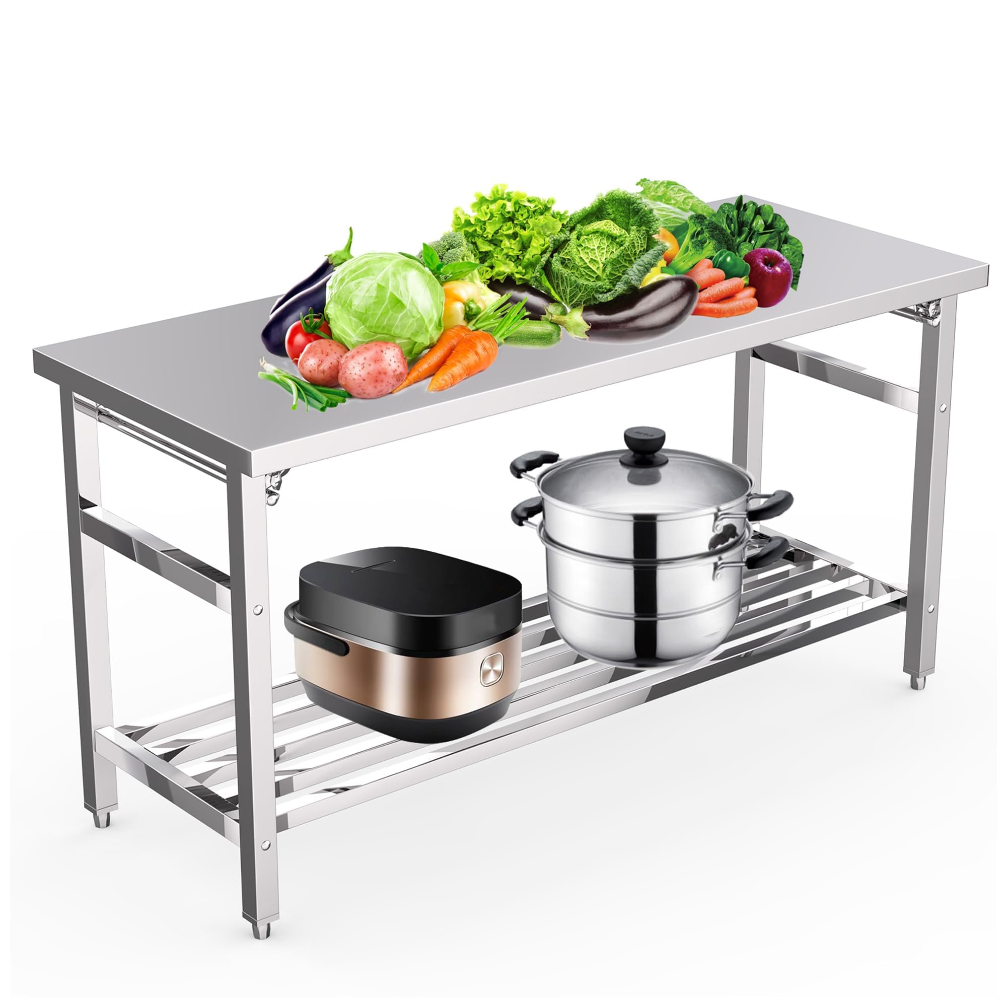 Commercial Kitchen Prep Table - Table de préparation pliable en acier