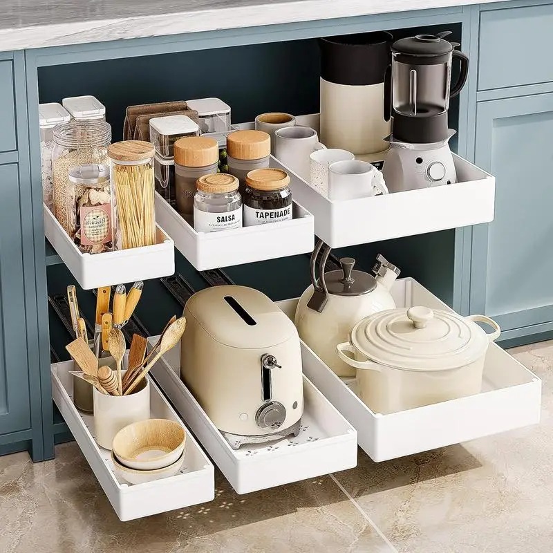 Commercial Kitchen Swing Door - Organisateur de cuisine extractible, étagère de