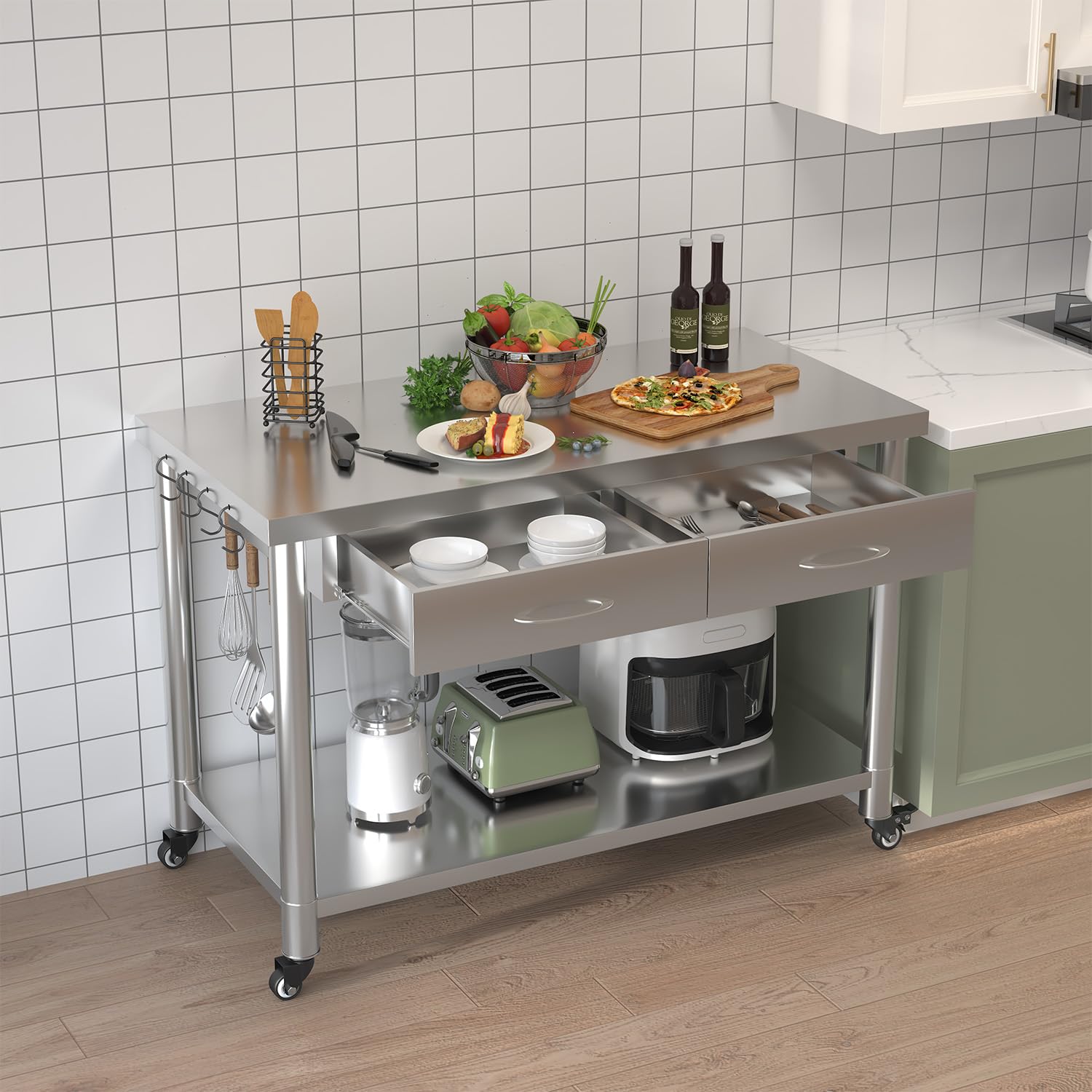 Table en acier inoxydable avec - Commercial Kitchen Prep Table avis et prix
